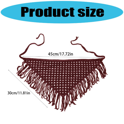 Multipurpose Crochet Triangled Scarf With Polyester-Burgundy 1