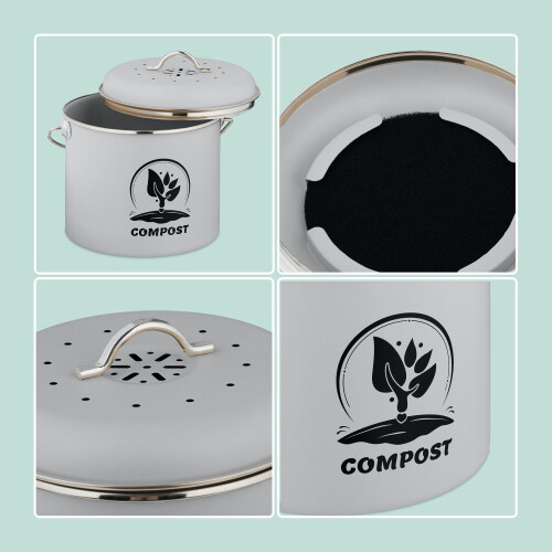 Compostera de cocina de 3,5 l con filtro de carbón