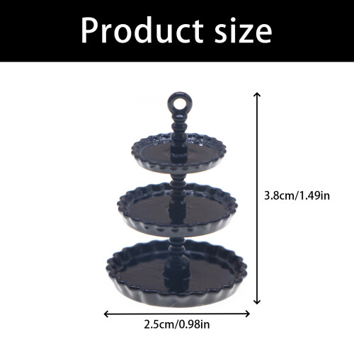 Miniature 3 Level Cake Tower Metal Structure Storage Rack-Black 2