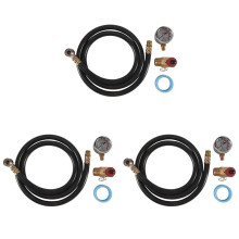 3X Air Tank Valve Kit with Gauge, Air Tank Repair Kit Come with 2 Inch Pressure Gauge with 1/8 Inch NPT, 4 Ft Air Hose