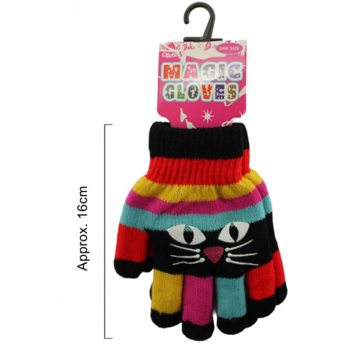 (Black) Magic Cat Design Young Girls Gloves 2