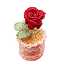 Cute Crochet Rose Flower Arrangement Small Knitting Potted-4