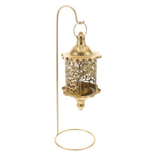 Golden Hollow Carved Metal Candle Holder Birdcage Tealight Stand