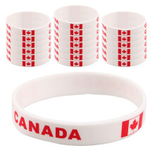 20Pcs Canada Flag Silicone Wristbands for Football and Sports Parties