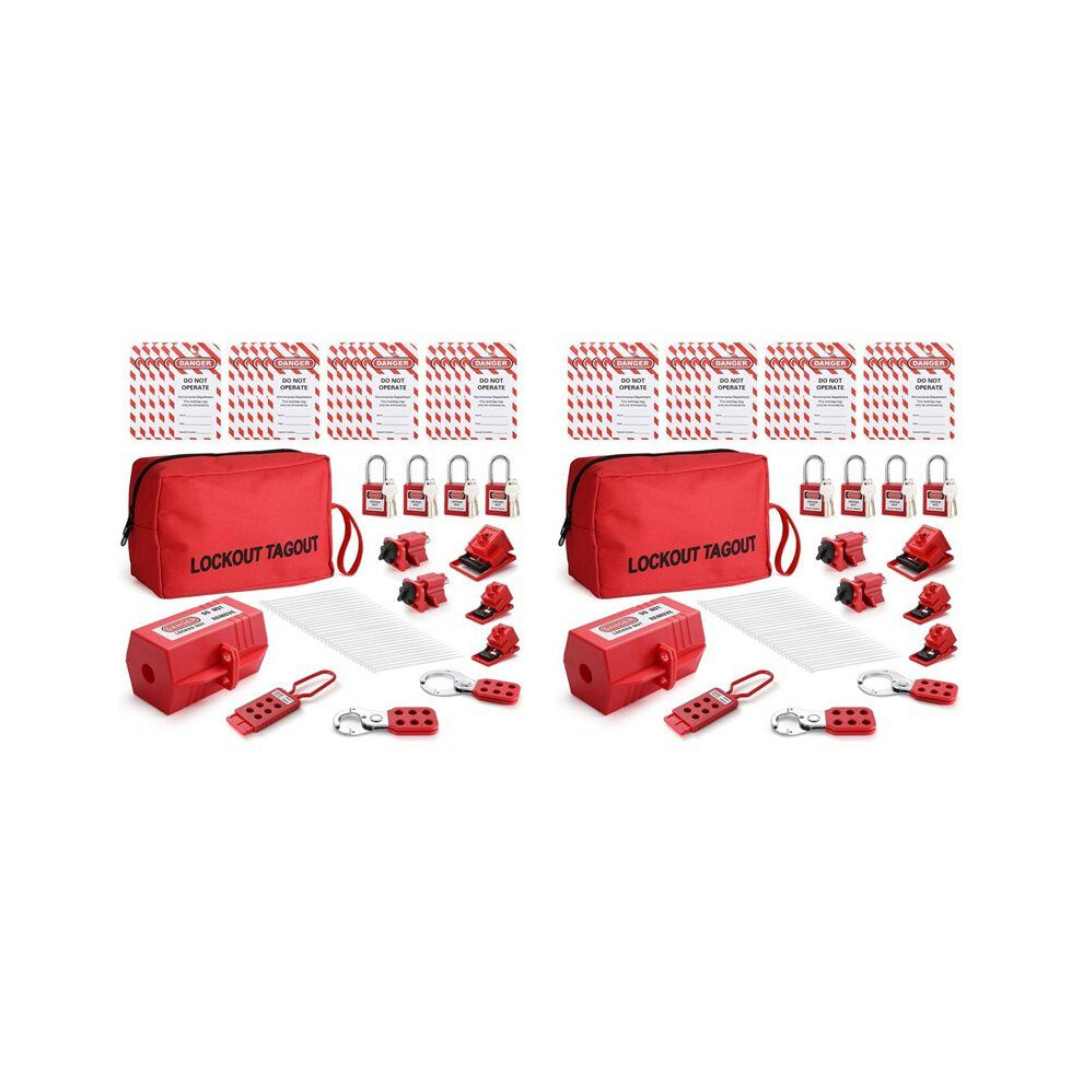 2X Electrical Lockout Tagout Kit, Hasps Set, Clamp And Universal Multipole Circuit Breaker Lockouts, Lotolockout Tags 6031151175327