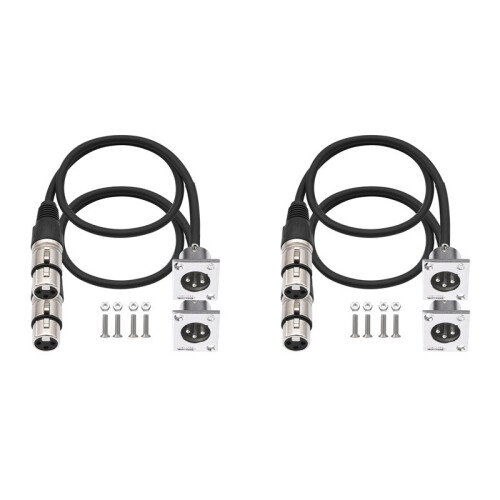 4er-Pack D-Typ-XLR-Kabel, Durchgangsstecker, D-XLR-Stecker auf Buchse für Premium-Stagebox, Patchpanel, Panelmontage