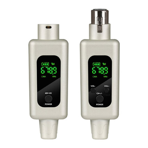 2X 2.4G Wireless Microphone Converter UHF Transmitter XLR Transmitter Receiver Adapter for Wired Dynamic 48v, B 1