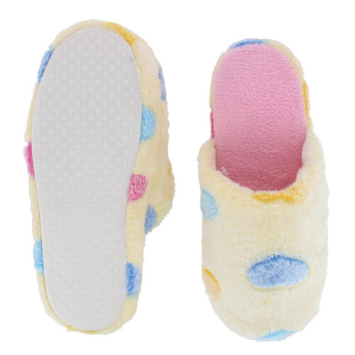 CTM Women's Heart Pattern Fur Slippers 2