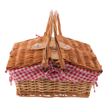 Red Vintage Woven Picnic Basket Large Capacity Storage Basket
