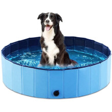 48 Inch Foldable Dog Pool for Large Dogs, Outdoor Collapsible Pet Swimming Pool Blue