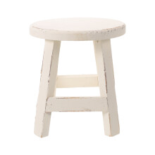 1White Small Wooden Garden Stool Round Decorative Plant Display Stand