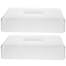 2Pcs Transparent Acrylic Food Dome Rectangular Cake Stand Cover