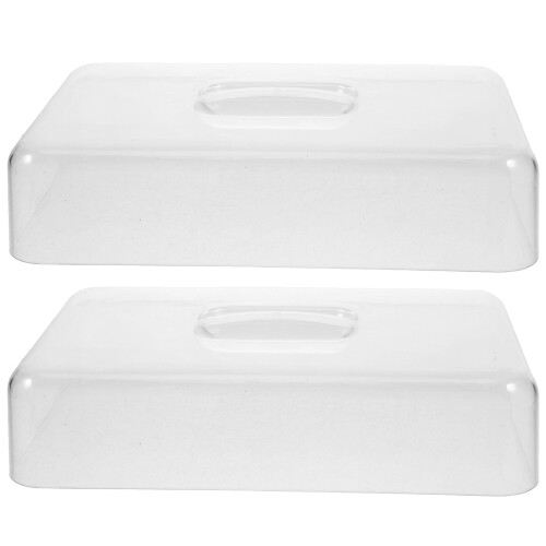 2Pcs Transparent Acrylic Food Dome Rectangular Cake Stand Cover