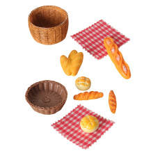 2Sets Tiny Dollhouse Bread and Basket Scene for Miniature Picnic Play