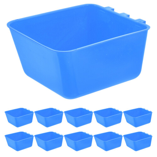 12Pcs Blue Pe Plastic Cage Feeders Hanging Bowls for Multi-Pet Use