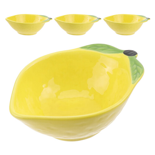 4Pcs Ceramic Lemon Shape Fruit Bowls Multipurpose Serving Plates