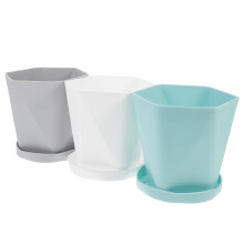 3Sets Durable Plastic Succulent Planters for Home Garden with Tray Set