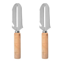 2Pcs 2-in-1 Fruit and Vegetable with Wood Handle Opener
