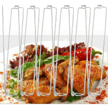 BBQ Skewers Set with Chicken Wing Grill Rack, 6PCS Metal Tools for Even Cooking and Outdoor Camping