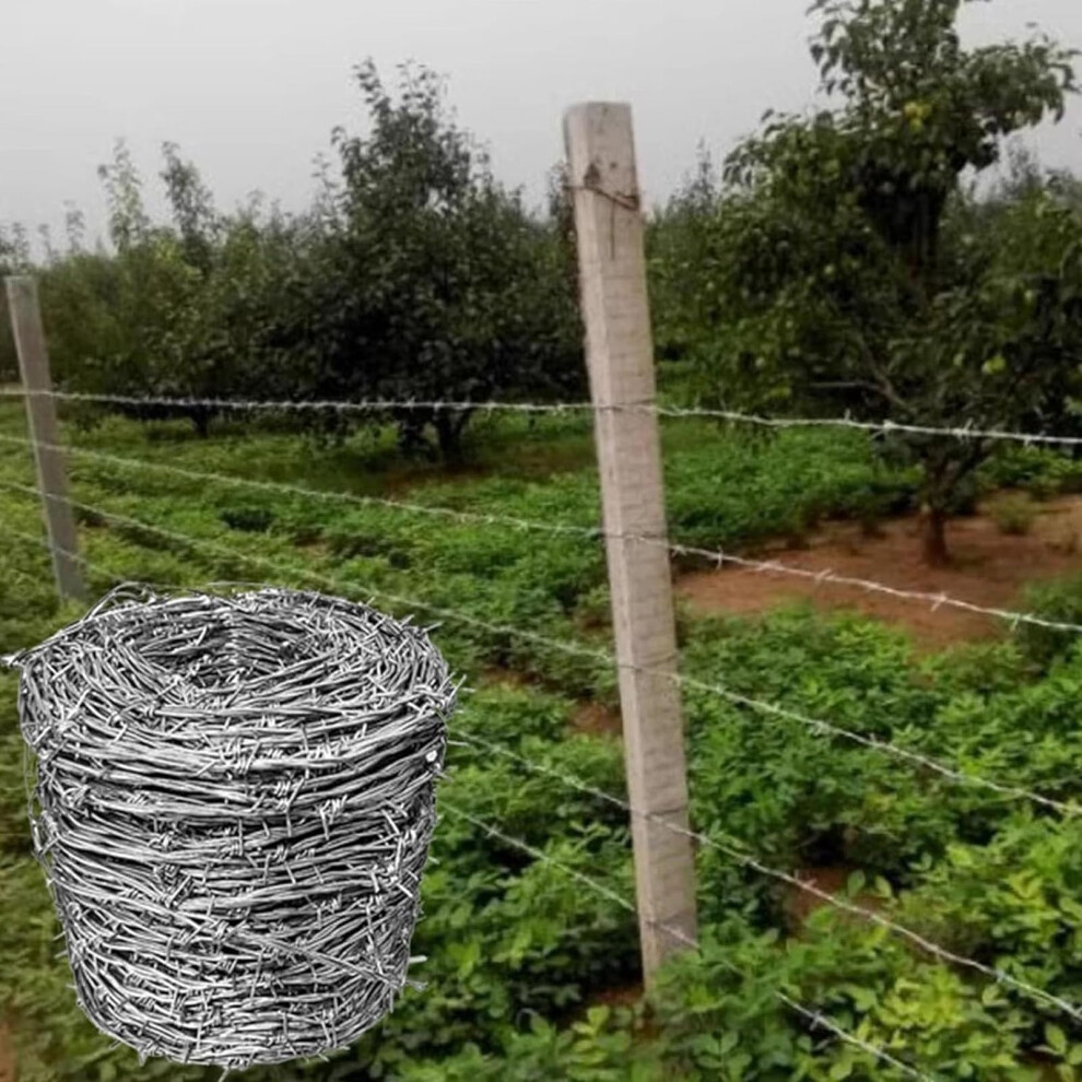 Barbed Wire Fence 300M Galvanized Steel Roll, Heavy Duty Rust Resistant Security Wire For Farm And Garden 9310869855934