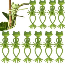 Frog Plant Stand and Flower Pot Hugger Clips, Cute Green Frog Plant Supports for Upright Growing, 10pcs Set