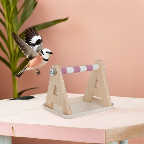 Perchoir Pied Bois Coloré Pour Perroquet Avec Plateau 2