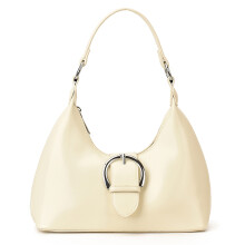 Sac à bandoulière en cuir PU, sangle réglable,-Ivoire