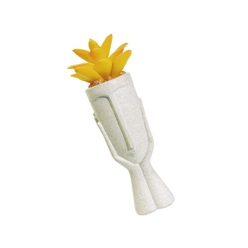 Vase de récipient de pot de fleur de résine-couleur sable