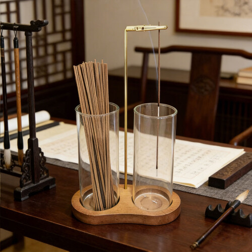 Decorative Two Section Glass For Waste Control And-Wood color 2