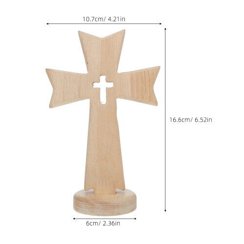 Croix Rustique En Bois Sur Support Décoration Foi Baptême 1