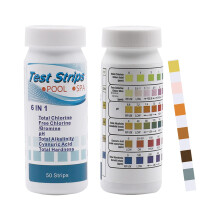 6in1 Pool and Hot Tub Test Strips 50 Pack for pH Chlorine Bromine Fast Water Testing Home Use