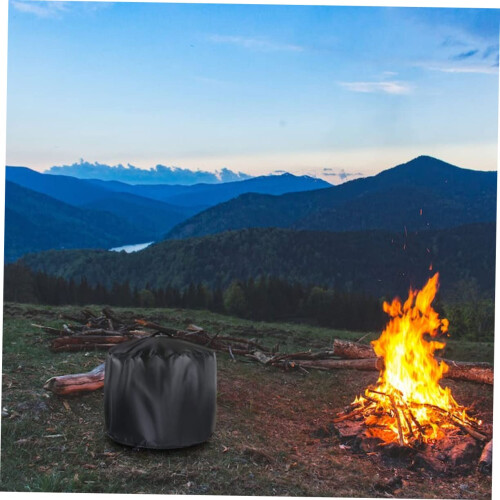 Round Fire Pit Cover Heavy Duty Waterproof Outdoor Protector with Drawstring UV Resistant 2