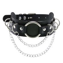 Stoere en charmante choker voor dames, handgemaakte halsketting met ronde, gotische kraag van legering en verstelbaar PU-leer, punk choker met