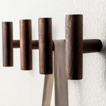 Wood Coat Hanger Wall Mounted Set, 4-Pack Natural Vintage Pegs