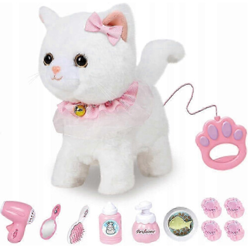 Plush Cat With Remote Control Leash, Realistic Interactive Cat SZRH