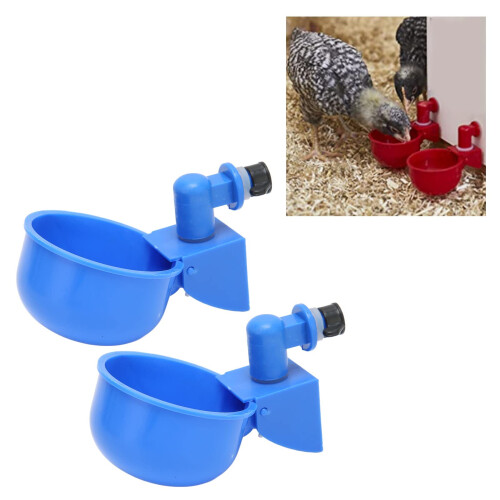 2Pcs Automatic Chicken Water Cups for Poultry Farming, Rust Resistant Poultry Water Feeder, Easy Install 2
