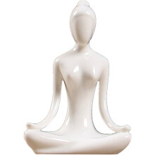 Figuras de Mulher em Meditação, Escultura Colecionável em Porcelana Brilhante para Decoração de Casa
