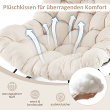 Schaukelstuhl mit Kissen, 205 kg belastbar, Beige