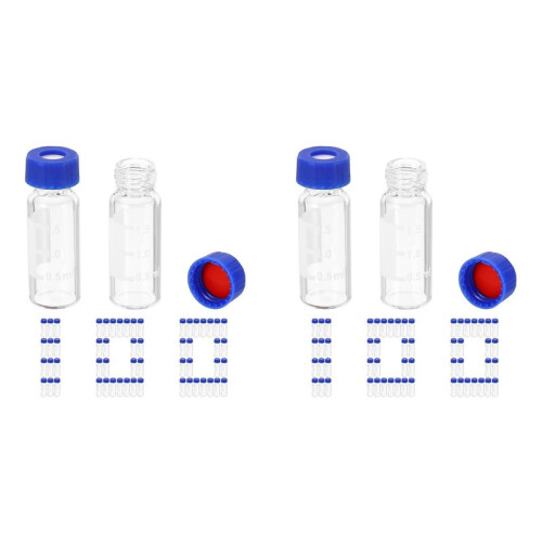 2ml Autosampler Vial, HPLC/GC Vials 9-425 Lab Clear Vials Sample Vial Screw Cap Writing Patch 200PCS