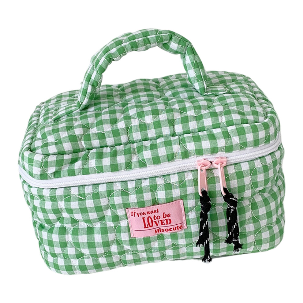 Green Portable Cosmetic Bag For Travel Large Capacity And Wear