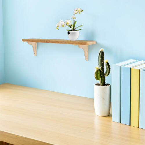 2Pcs Natural Wood Triangle Brackets Strong Floating Shelf Supports 2