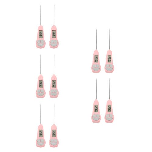 10Pièces Thermomètres Instantanés Digitaux Rose Abs+acier Inoxydable 1