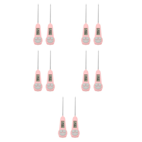 10Pièces Thermomètres Instantanés Digitaux Rose Abs+acier Inoxydable 2