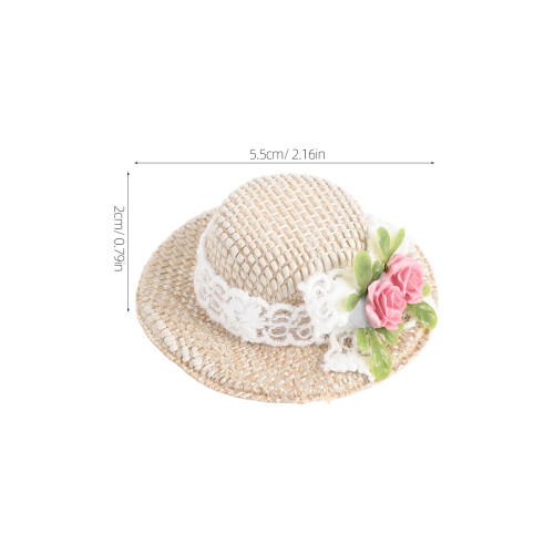 5Pcs Mini Straw Hat Decor Hand-Knitted Doll Hat Craft Set Multicolor 1