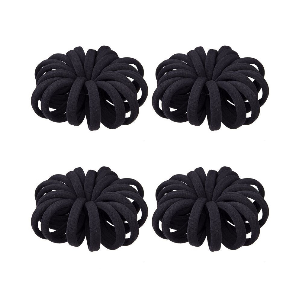Unisex Black (80 Thick Hair Loops)-Elastic Hair Band, No Crease, Elastic Large Cotton Elastic, No Trace Ponytail Holder