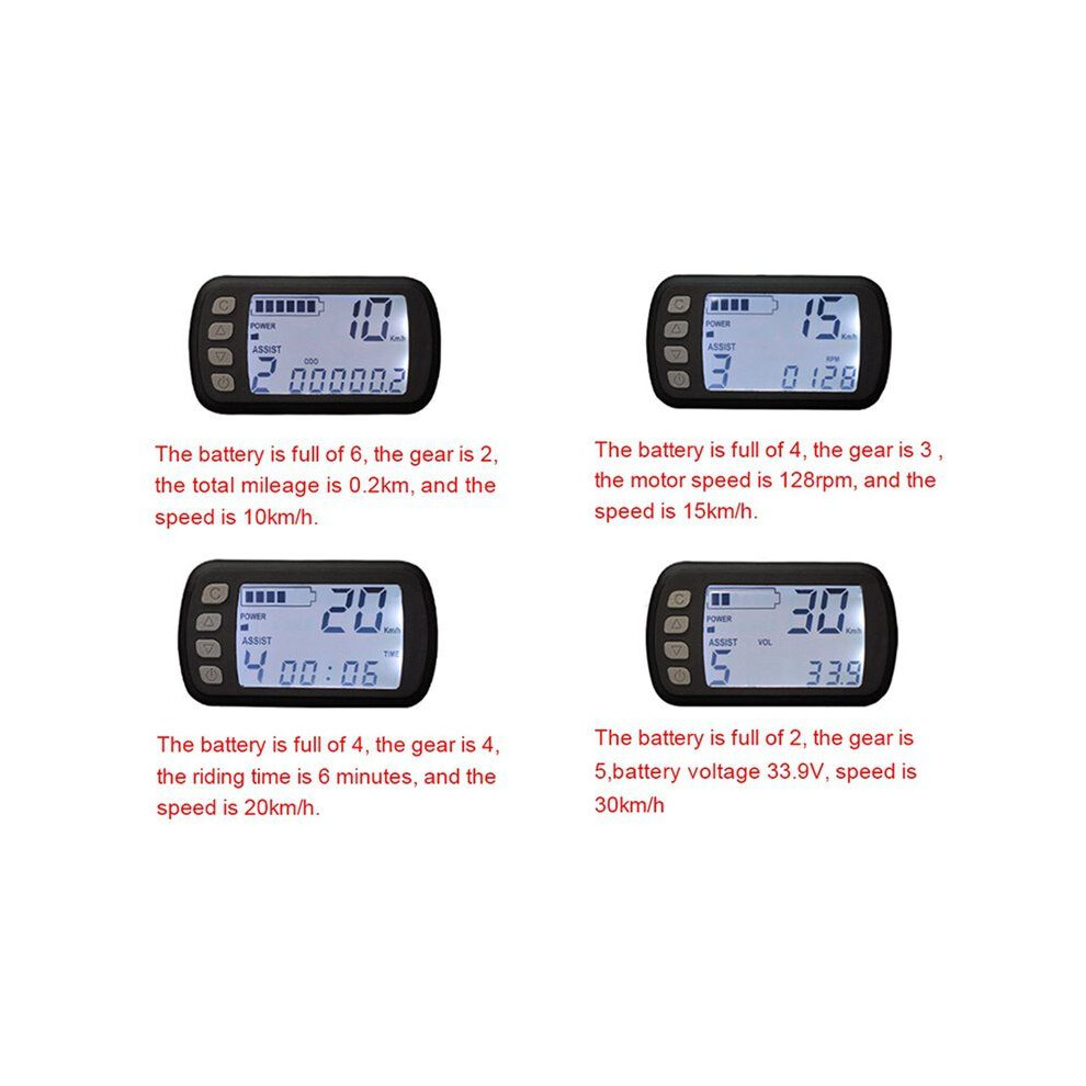 2X Lcd Display For Electric Bike 24V 36V 48V Scooter Motorcycle Speedmeter Waterproof Ebike Display 6033797221765