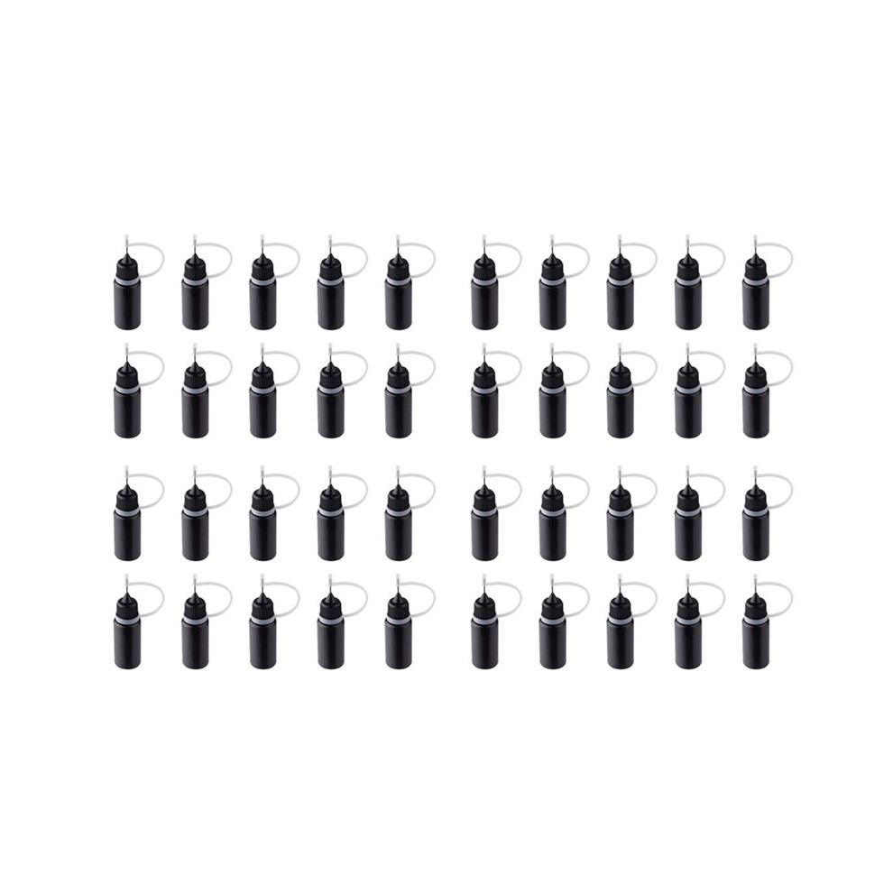 40Pcs Precision Tip Applicator Bottles Black Metal Needle Plastic Bottle 10Ml Precision Tip Applicator Bottles 6032943207363
