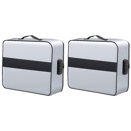 2X Document Bag with Lock - Fireproof Moisture Proof 3-Layer 15X11 Inch Important Document Organizer (Silver)