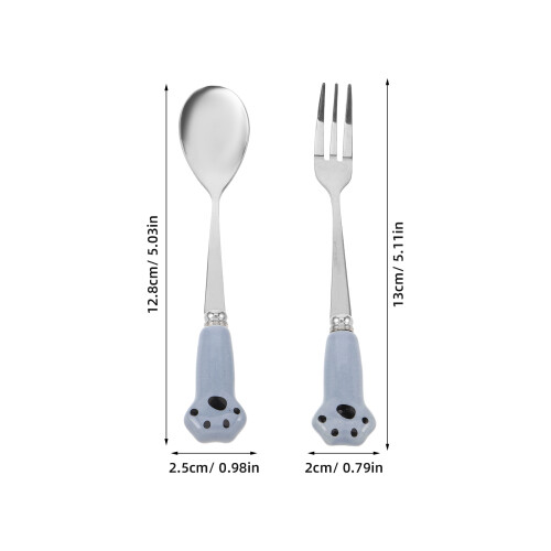 12Pcs Stainless Steel Pet Feeding Tools Assorted Color Spoon Fork Set 1
