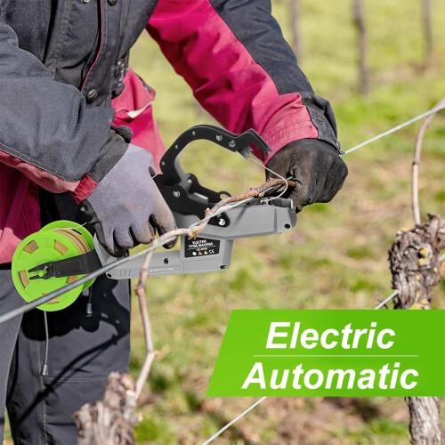Electric Plant Tying Machine with SK5 Blade, One‑Second Binding, Rechargeable Tie Tool Kit with 2 Rolls 1